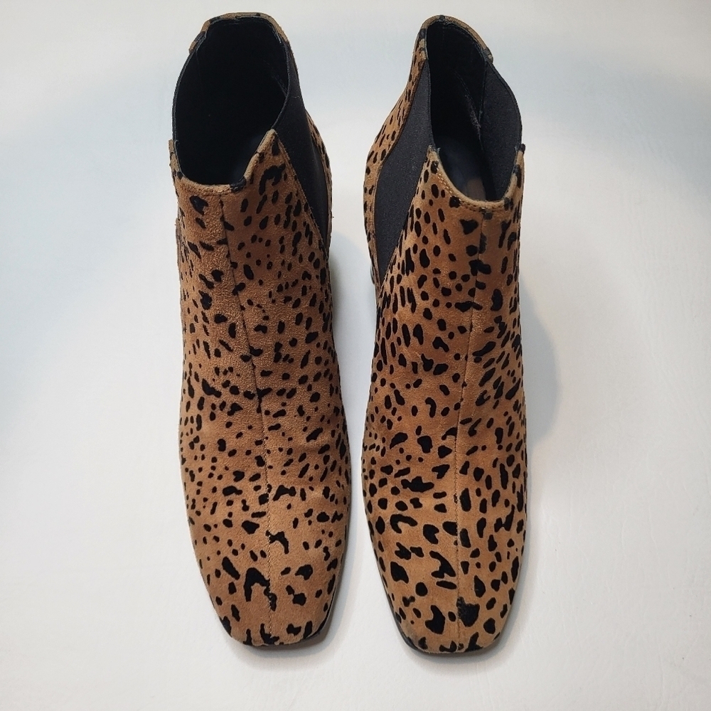 Rag & Bone Aslen ankle bootie tan black cheetah print leather block heel size 37 - Picture 3 of 9